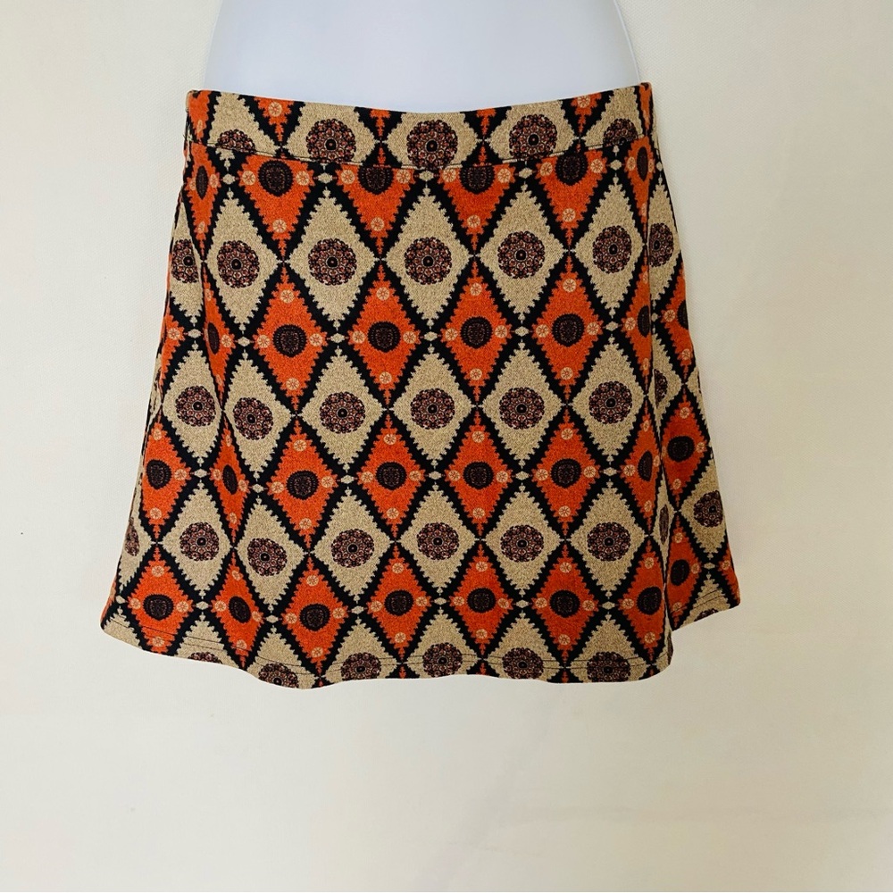 Cider Retro Diamond Print Mini Skirt – Size S